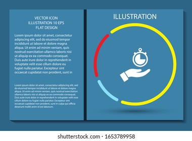 Stopwatch in hand icon , lorem ipsum Flat design