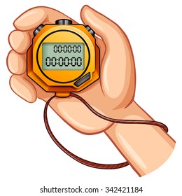 Stopwatch in the hand illustration