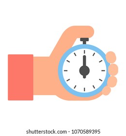 Stopwatch in hand. Sport timer on competitions. Start, finish