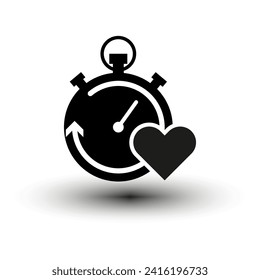 Stopwatch and heart icon. Vector illustration. EPS 10.