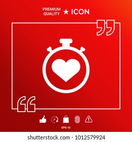 Stopwatch with heart symbol - icon. Heart Timer sign