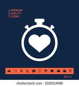 Stopwatch with heart symbol - icon. Heart Timer sign