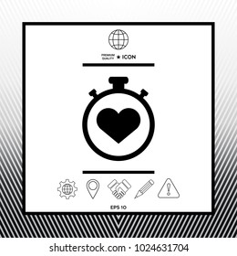 Stopwatch with heart symbol - icon. Heart Timer sign