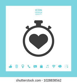 Stopwatch with heart symbol - icon. Heart Timer sign