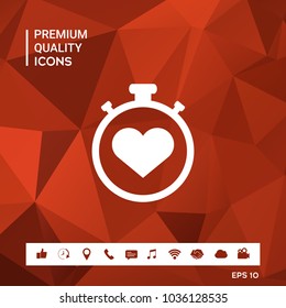 Stopwatch with heart symbol - icon. Heart Timer sign