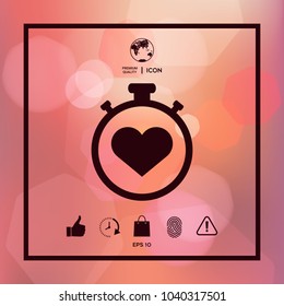 Stopwatch with heart symbol - icon. Heart Timer sign