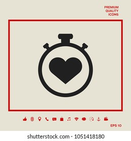 Stopwatch with heart symbol - icon. Heart Timer sign