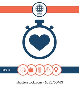 Stopwatch with heart symbol - icon. Heart Timer sign