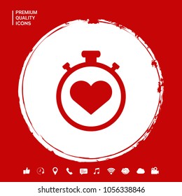 Stopwatch with heart symbol - icon. Heart Timer sign