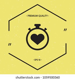 Stopwatch with heart symbol - icon. Heart Timer sign