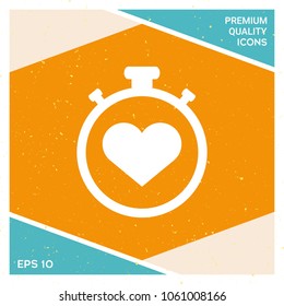 Stopwatch with heart symbol - icon. Heart Timer sign