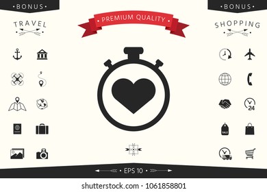 Stopwatch with heart symbol - icon. Heart Timer sign