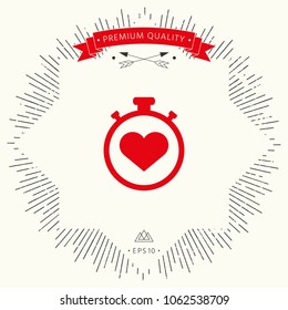 Stopwatch with heart symbol - icon. Heart Timer sign