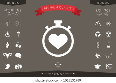 Stopwatch with heart symbol - icon. Heart Timer sign