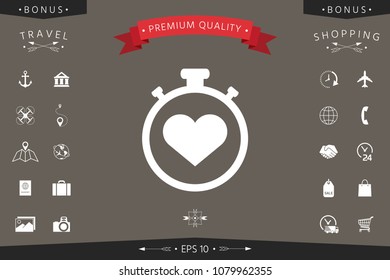 Stopwatch with heart symbol - icon. Heart Timer sign