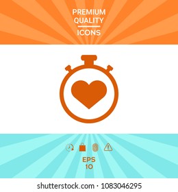 Stopwatch with heart symbol - icon. Heart Timer sign