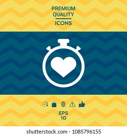 Stopwatch with heart symbol - icon. Heart Timer sign