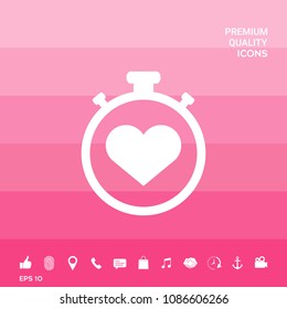 Stopwatch with heart symbol - icon. Heart Timer sign