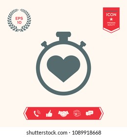 Stopwatch with heart symbol - icon. Heart Timer sign