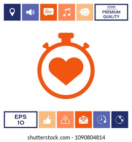 Stopwatch with heart symbol - icon. Heart Timer sign