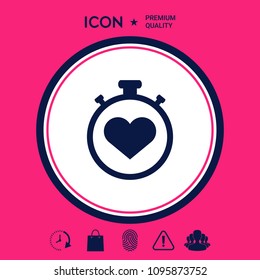 Stopwatch with heart symbol - icon. Heart Timer sign