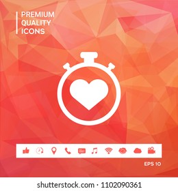 Stopwatch with heart symbol - icon. Heart Timer sign