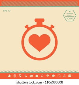 Stopwatch with heart symbol - icon. Heart Timer sign