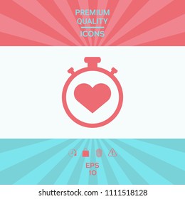 Stopwatch with heart symbol - icon. Heart Timer sign