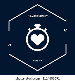 Stopwatch with heart symbol - icon. Heart Timer sign