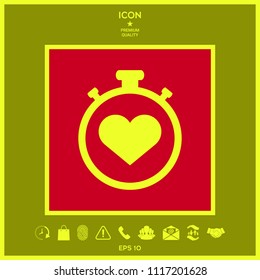 Stopwatch with heart symbol - icon. Heart Timer sign