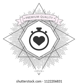 Stopwatch with heart symbol - icon. Heart Timer sign