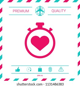 Stopwatch with heart symbol - icon. Heart Timer sign