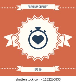 Stopwatch with heart symbol - icon. Heart Timer sign