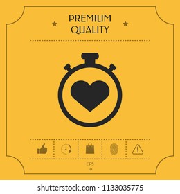 Stopwatch with heart symbol - icon. Heart Timer sign