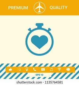 Stopwatch with heart symbol - icon. Heart Timer sign