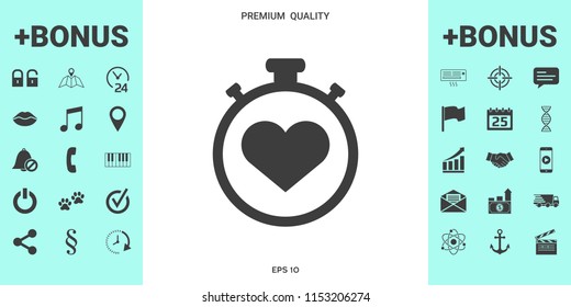Stopwatch with heart symbol - icon. Heart Timer sign