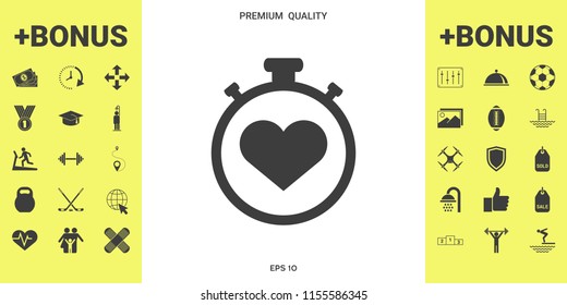 Stopwatch with heart symbol - icon. Heart Timer sign