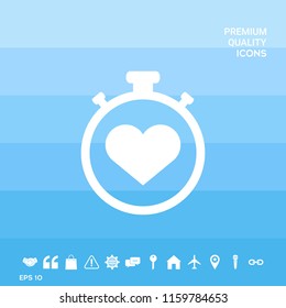 Stopwatch with heart symbol - icon. Heart Timer sign