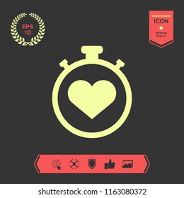 Stopwatch with heart symbol - icon. Heart Timer sign