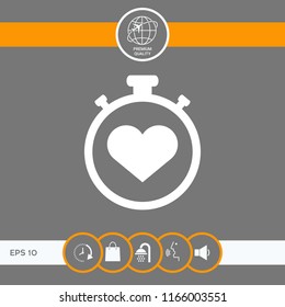 Stopwatch with heart symbol - icon. Heart Timer sign