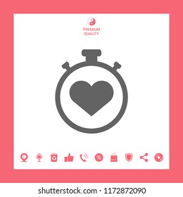 Stopwatch with heart symbol - icon. Heart Timer sign