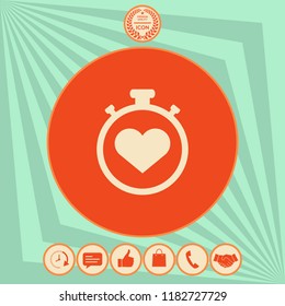 Stopwatch with heart symbol - icon. Heart Timer sign