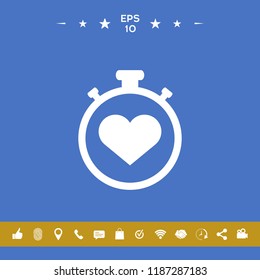 Stopwatch with heart symbol - icon. Heart Timer sign