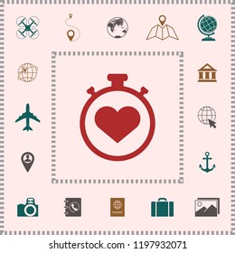 Stopwatch with heart symbol - icon. Heart Timer sign