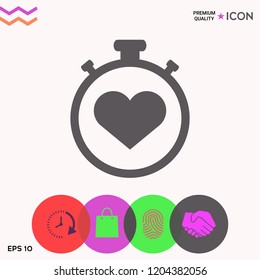 Stopwatch with heart symbol - icon. Heart Timer sign