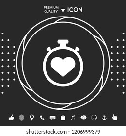Stopwatch with heart symbol - icon. Heart Timer sign