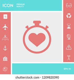 Stopwatch with heart symbol - icon. Heart Timer sign