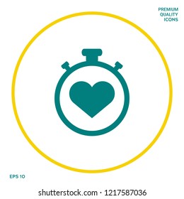 Stopwatch with heart symbol - icon. Heart Timer sign