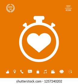 Stopwatch with heart symbol - icon. Heart Timer sign
