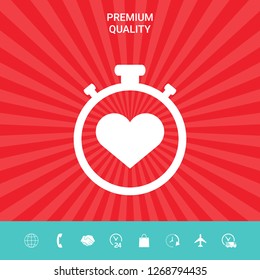 Stopwatch with heart symbol - icon. Heart Timer sign